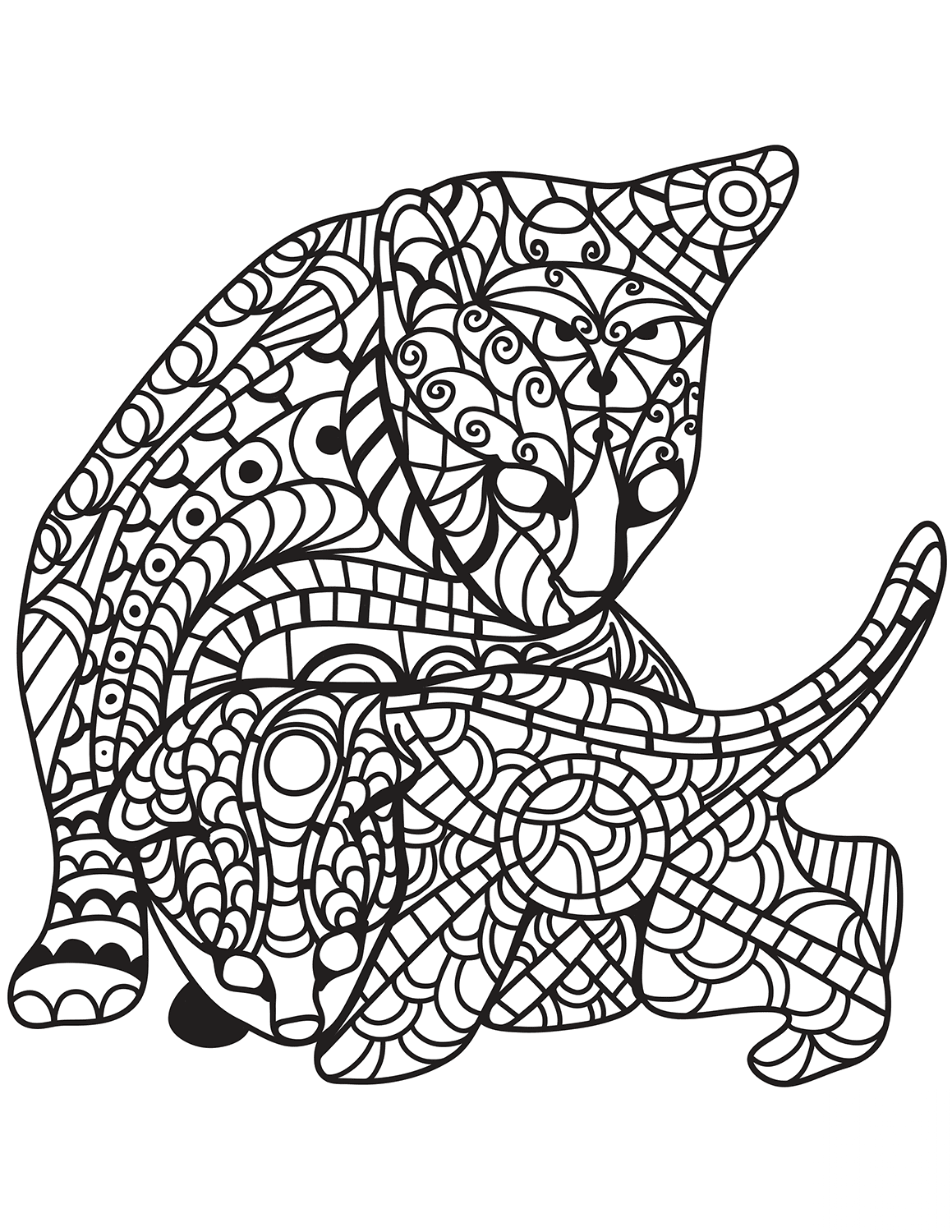 Cat and Kitten in Zentangle Style