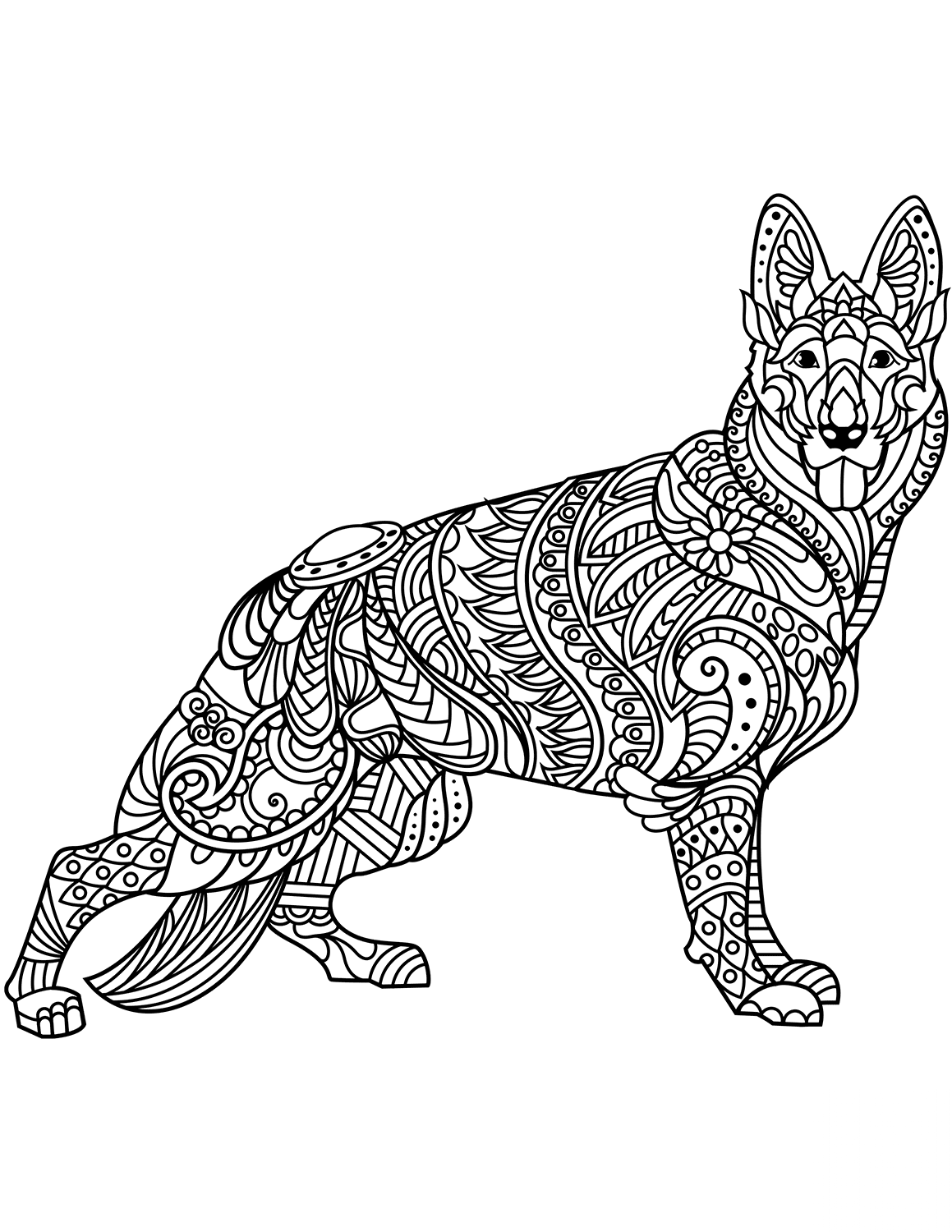 German Shepherd Zentangle