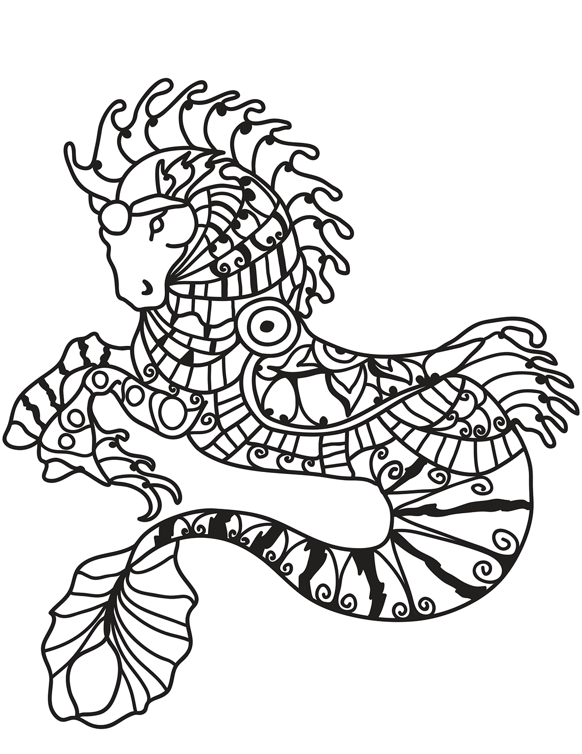 Hippocampus Zentangle