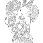 Słodki słoń we wzorze Zentangle