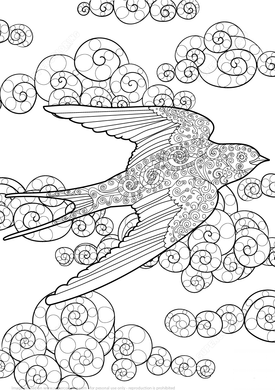 Swallow in the Sky Zentangle