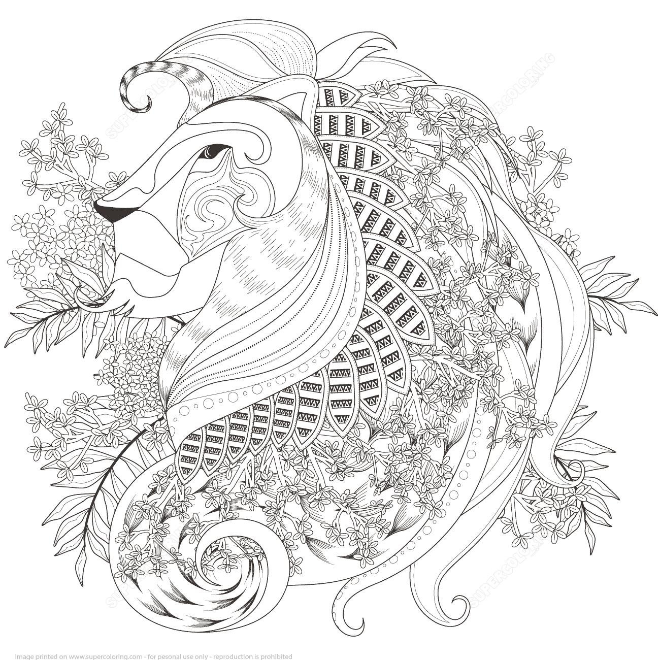 Zentagle Lion with Floral Elements