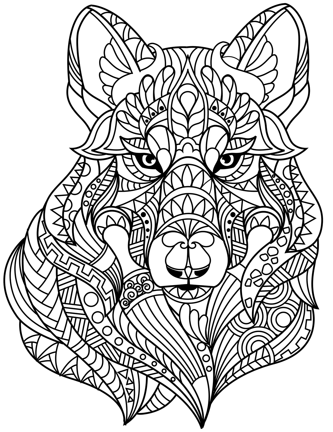 Wolf Head Zentangle