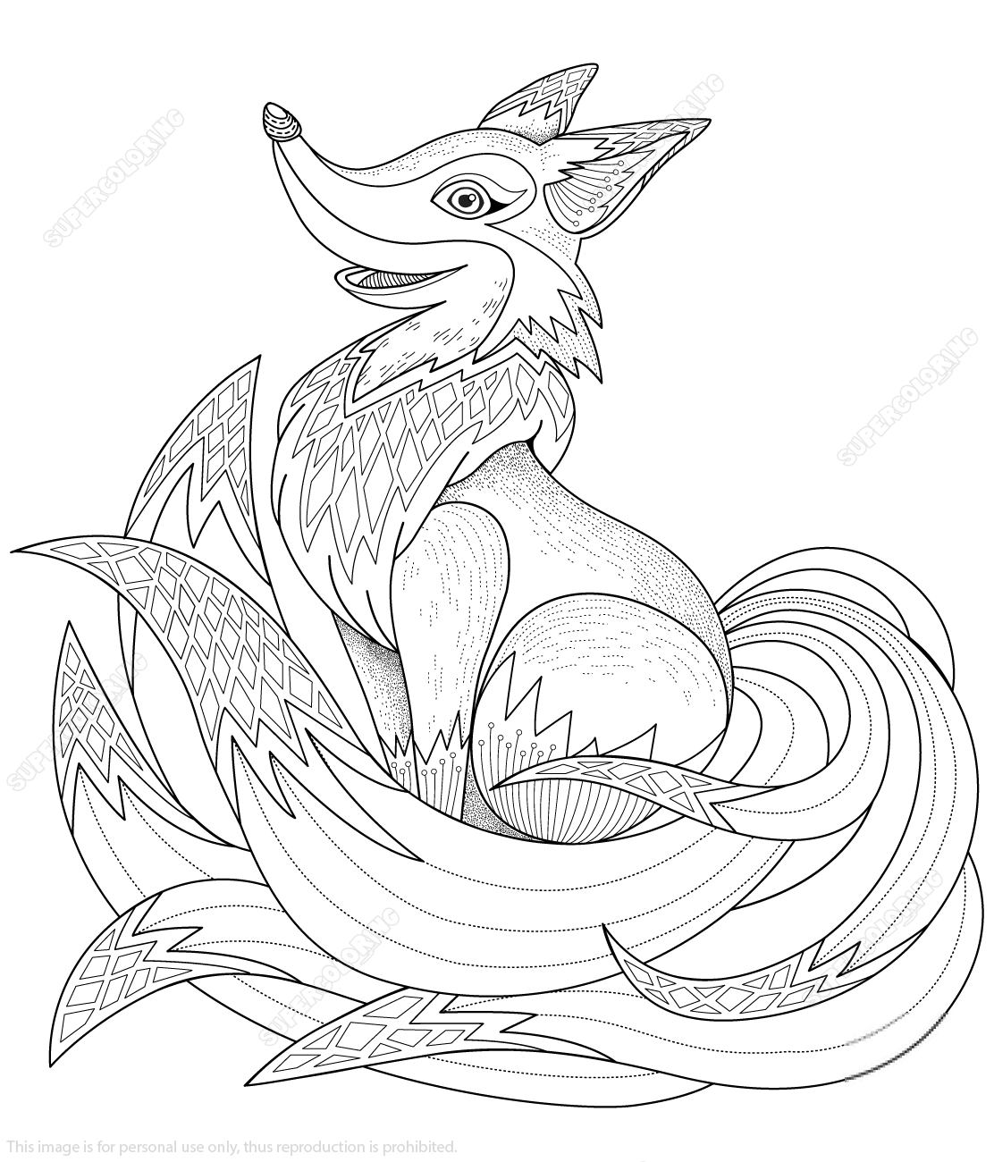 Cudowny lisek we wzorze Zentangle