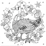 Christmas Goose with Apples Zentangle