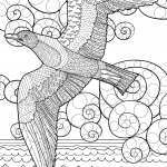 Latająca mewa nad oceanem we wzorze...