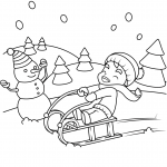 Little Boy Riding a Sledge