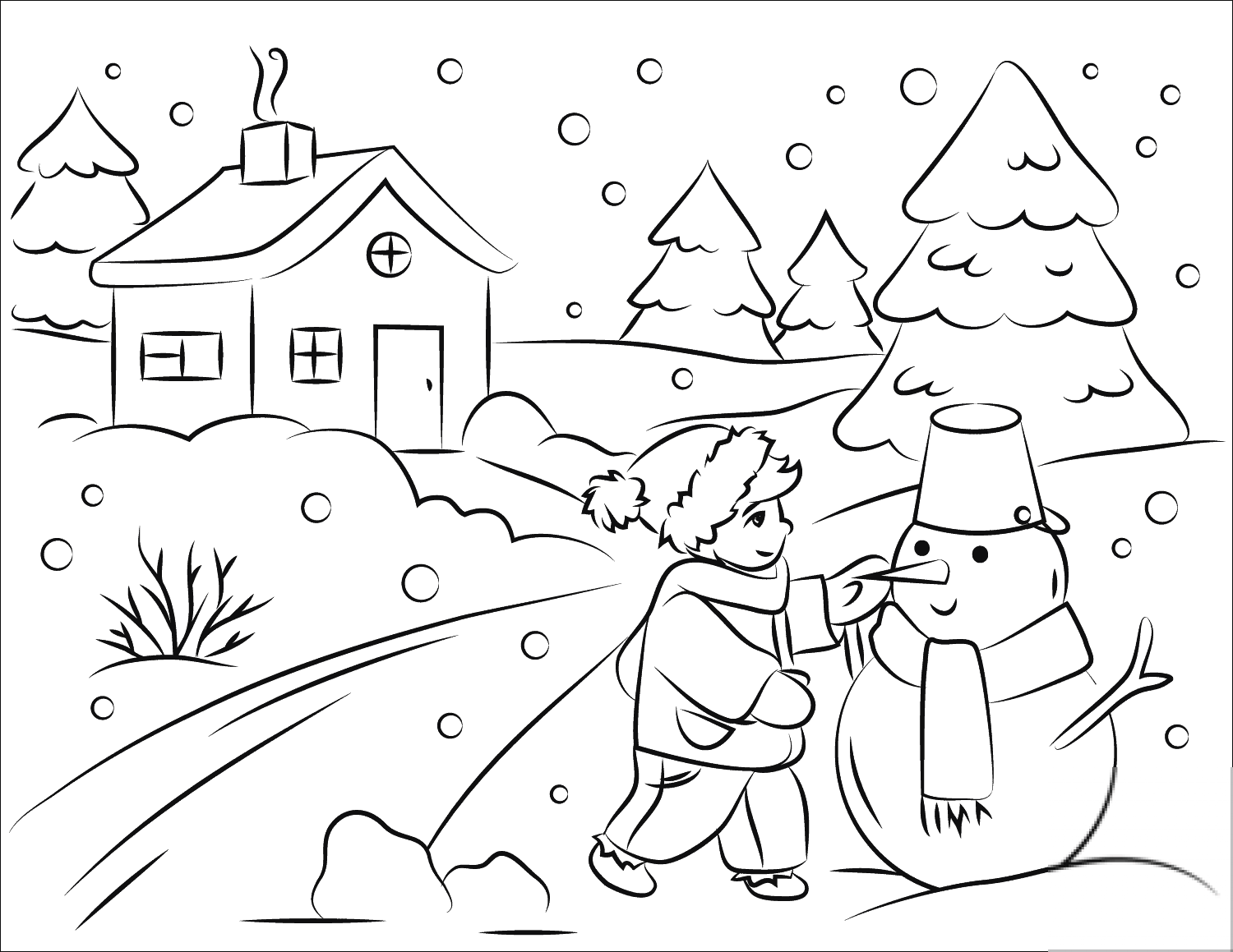 Boy Building a Snowman