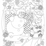 A Boy and a Snowman Play Hockey