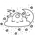Kawaii Crescent and Cloud