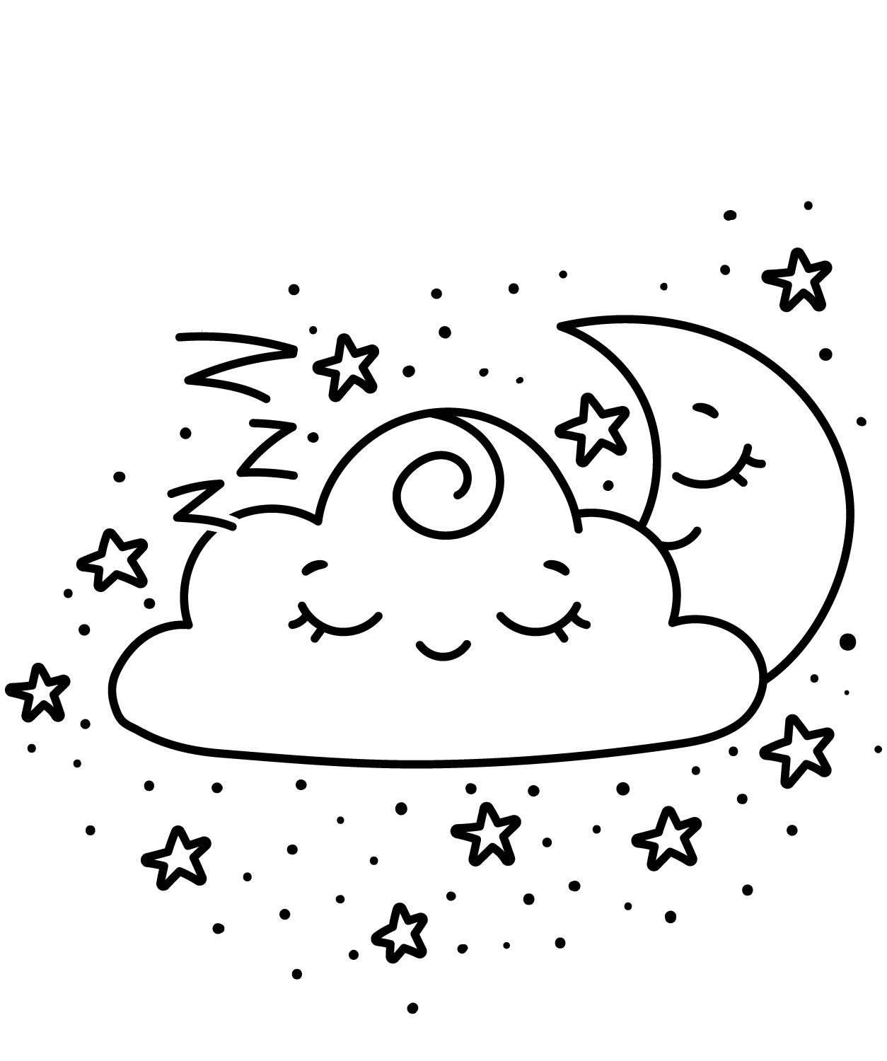 Kawaii Crescent and Cloud
