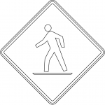 "Pedestrian Crossing Ahead" Sign in...