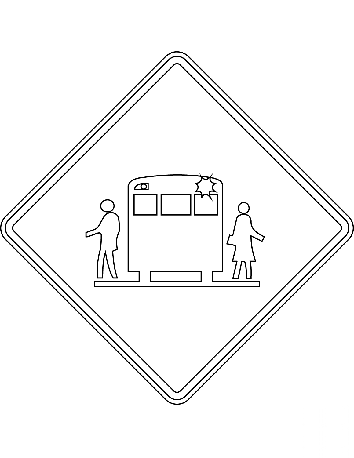 "School Bus Stop Ahead" Sign in...