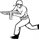Soldier Running with Tommy Gun