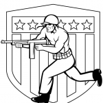 US Soldier Running with Tommy Gun