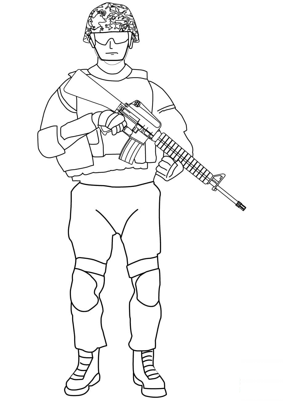 Soldier with M16