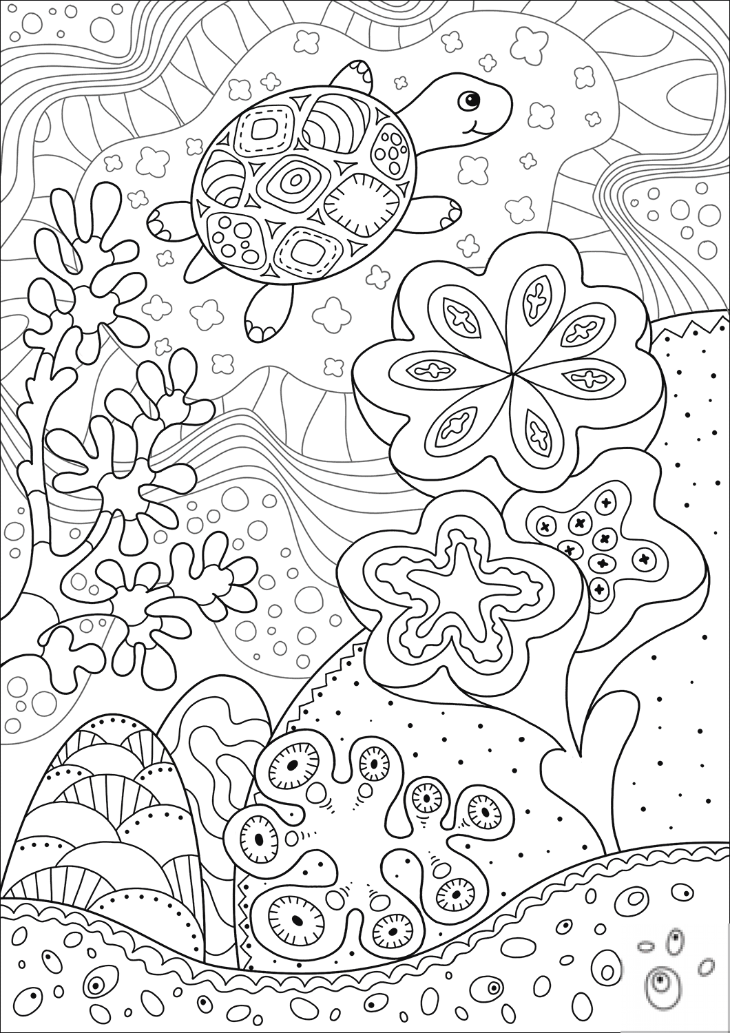 Cute Sea Turtle in Coral Reef