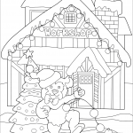 Bear Preparing Christmas Tree with...