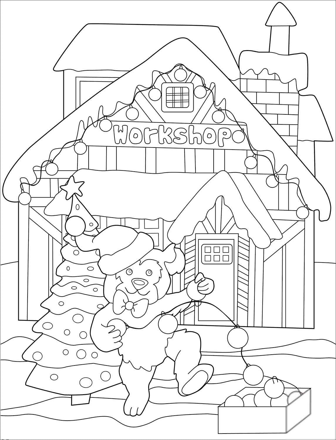 Bear Preparing Christmas Tree with...