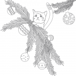 Cat in Christmas Tree Branches