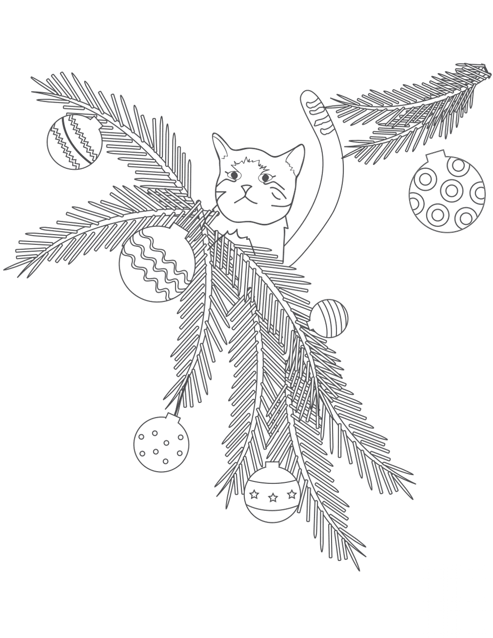Cat in Christmas Tree Branches