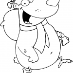 Happy Santa Bear Runs with Bag