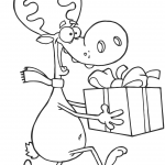 Happy Reindeer Runs with Bag