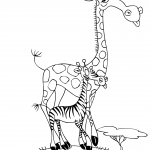 Cartoon Giraffe with a Zebra